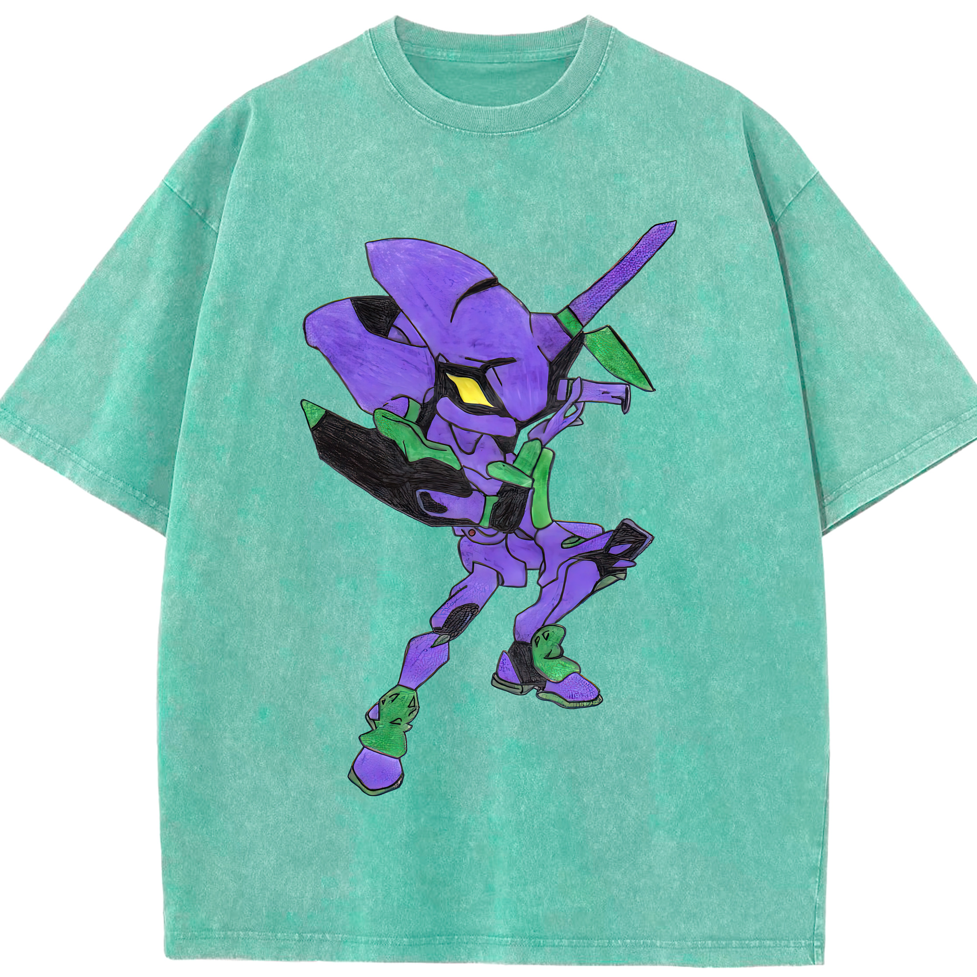 （画像用） EVA 新世紀エヴァンゲリオン 綿100% ヴィンテージ風 半袖Tシャツ（フロントプリント）